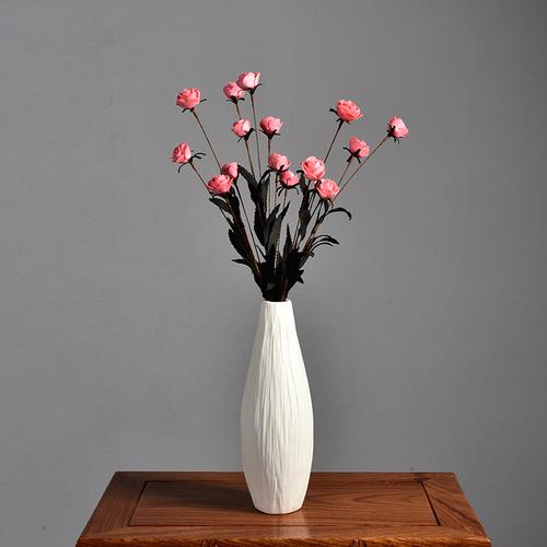 批发办公家居饰品陶瓷花瓶摆件欧式桌面陶瓷摆件简约现代白色花.